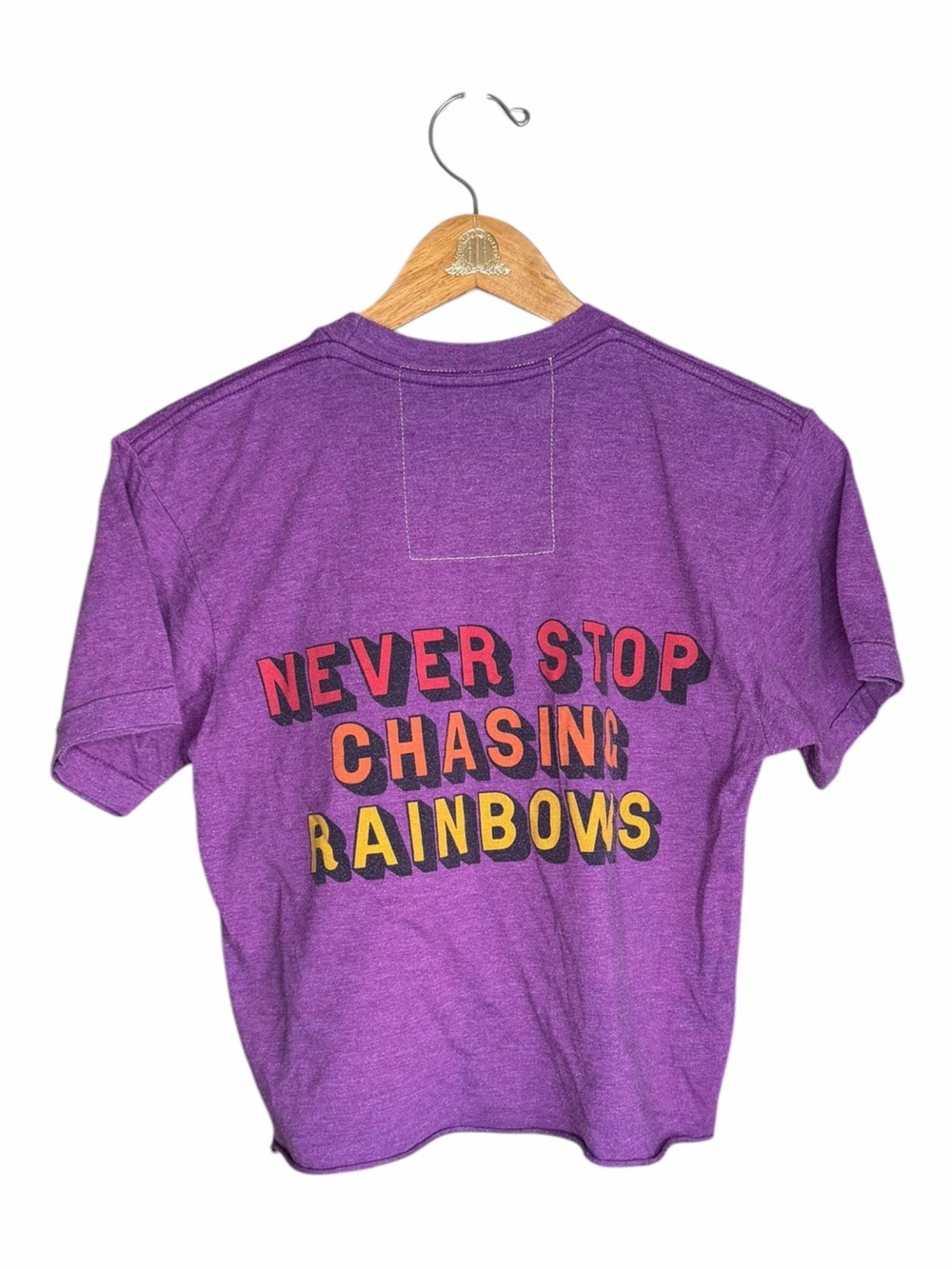 Aviator Nation Smiley Graphic Crop T-Shirt Women’s S Purple Rainbow California - Picture 3 of 12